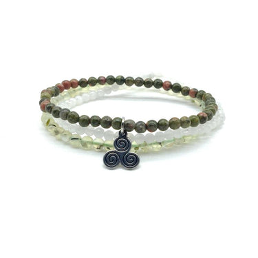 DESTINY & GUIDANCE -Unakite, Prehnite & Moonstone- 3/pc *MIGHTY MINIS* Healing Energy Stone Bracelets